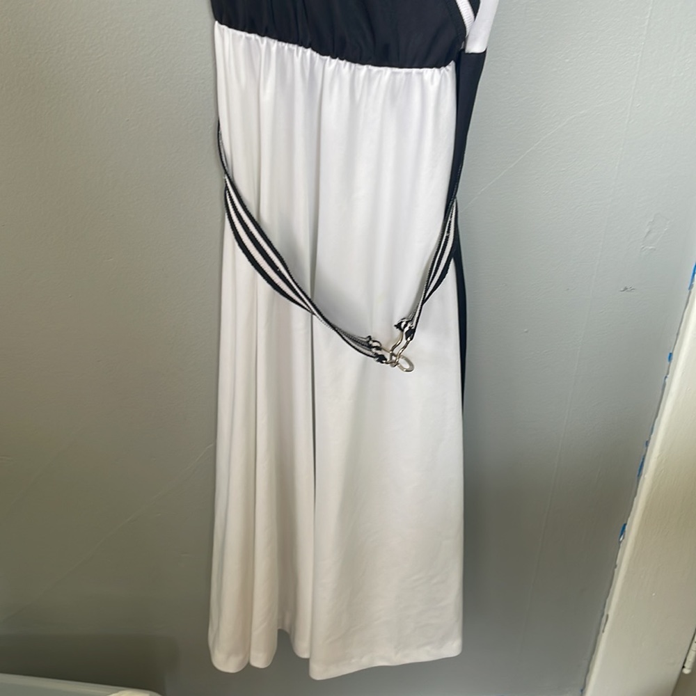 Vintage black and white size 11/12 striped dress with belt retro 80’s disco mod - Picture 3 of 9